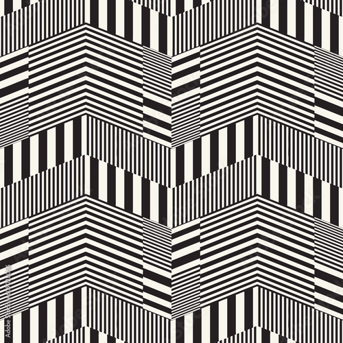 Monochrome Glitch Effect Textured Chevron Pattern