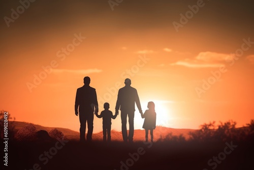 Global Day of Parents concept:   Family at sunrise background, Generative AI