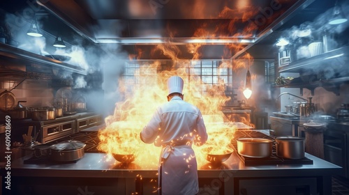 The Master Chef Creating Culinary Magic in the Restaurant Kitchen. Generative AI