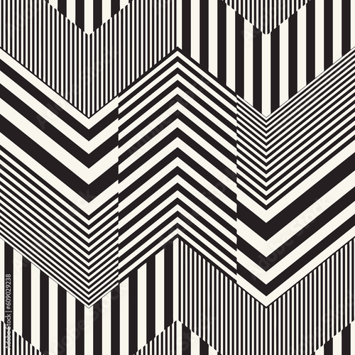 Monochrome Glitch Effect Textured Chevron Pattern