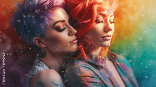 A loving LGBTQ+ couple. Generative AI © piai