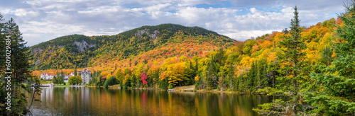 Dixville Notch State Park panorama in Autumn - New Hampshire - view of Lake Gloriette photo