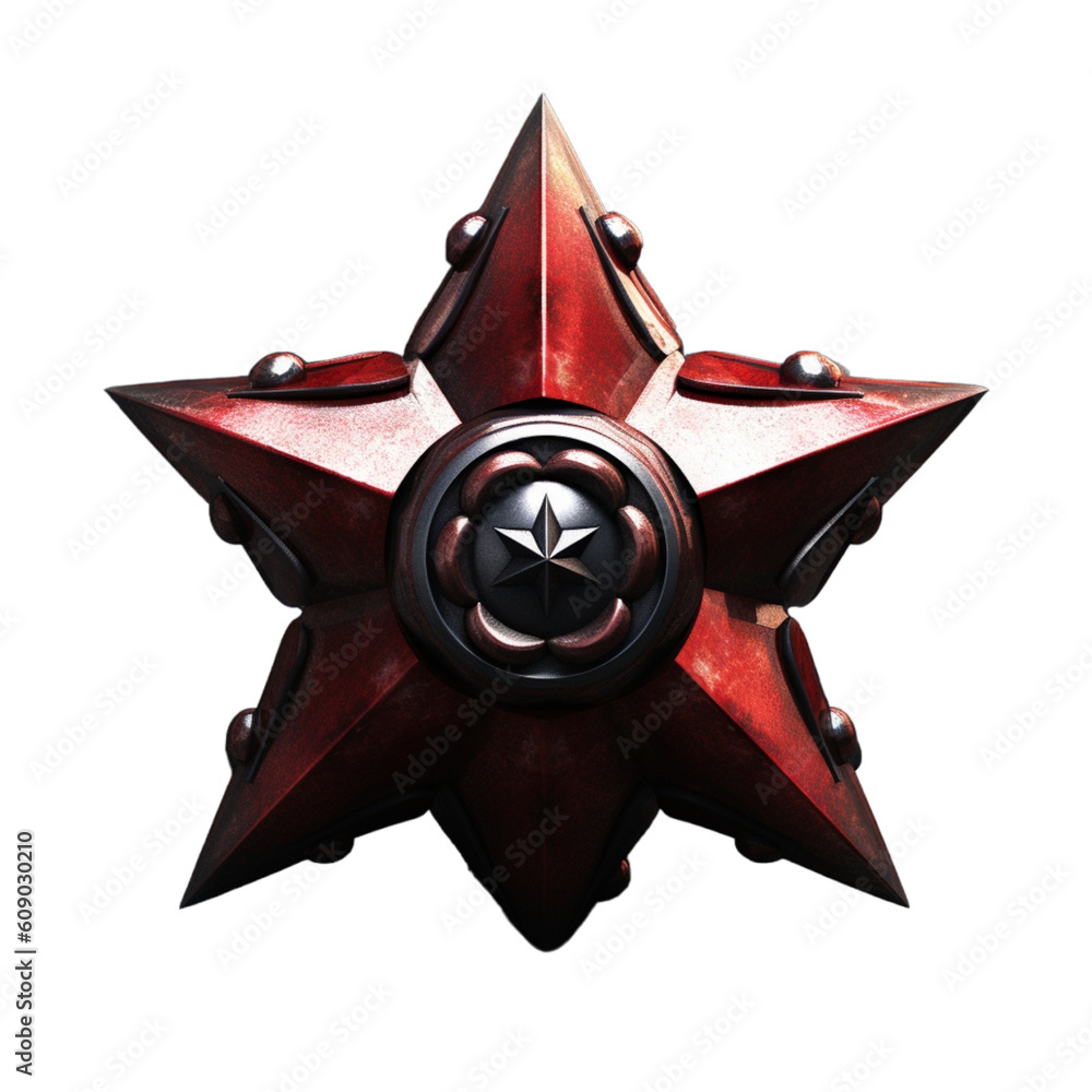 Dark red star on a transparent background, in the style of soviet ...