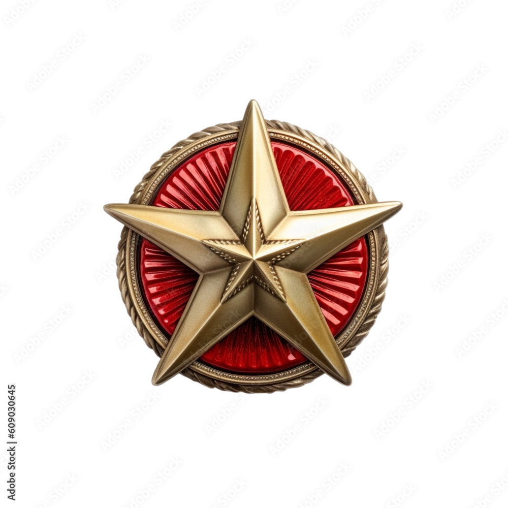 Obraz na plátně a red and gold star on a transparent background, in the style of soviet realism, white and bronze tones