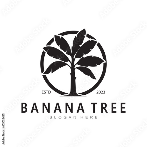 Simple Silhouette Banana Tree  Logo. Flat Design vector