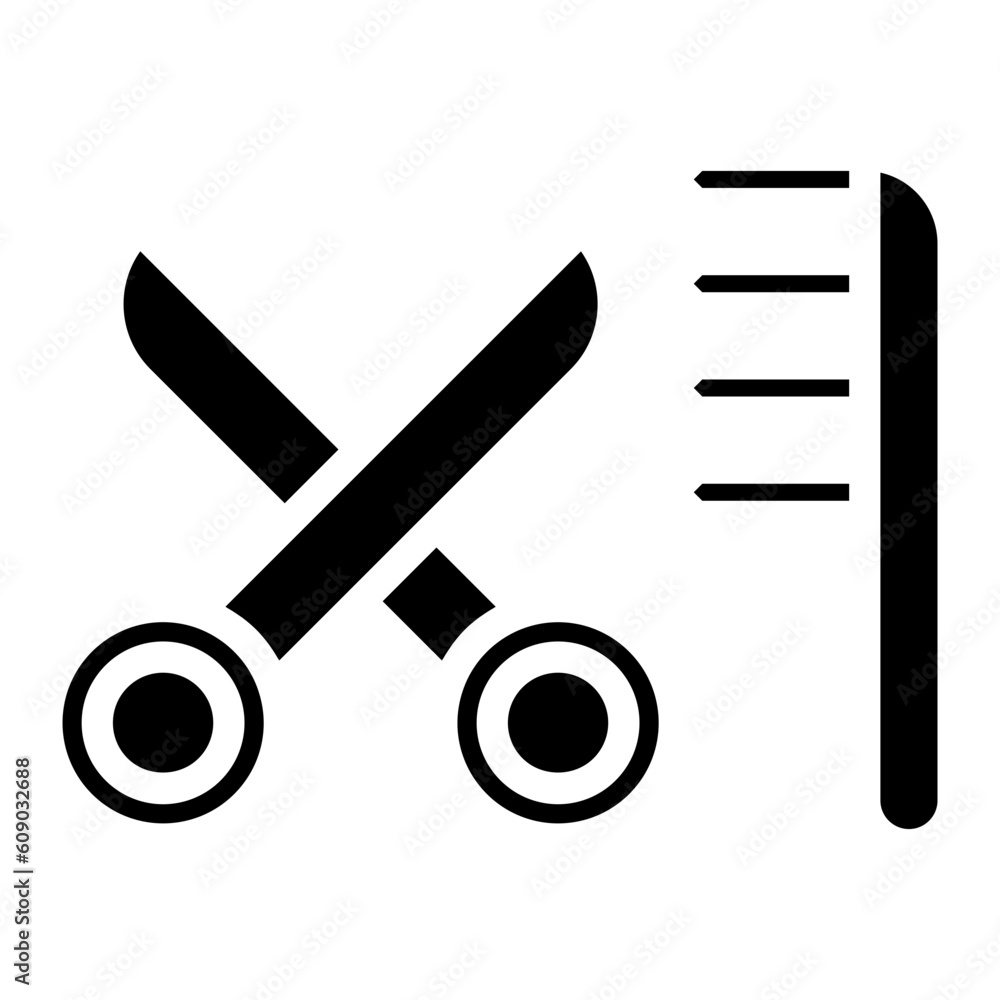 comb with scissors glyph comb with scissors glyph