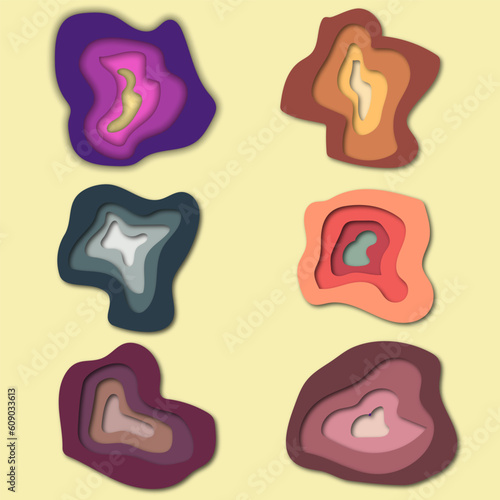 Set Of Papper Cut Effect Elements