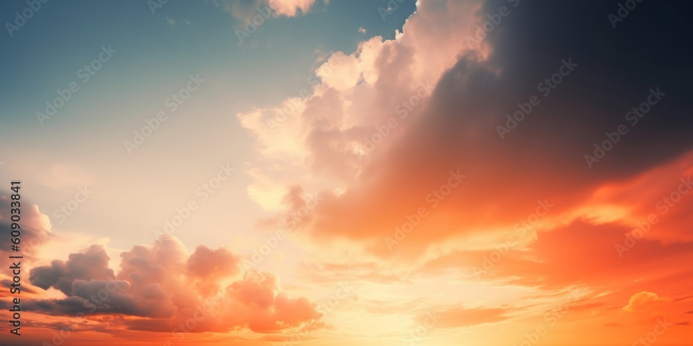 World Environment Day concept: Orange cloudy sky background, Generative AI