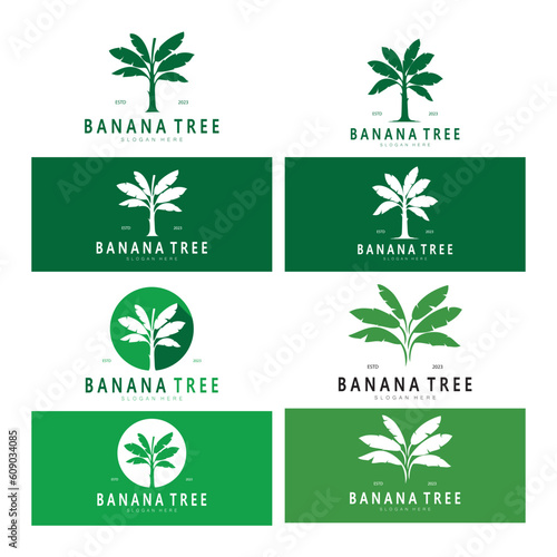 Simple Silhouette Banana Tree  Logo. Flat Design vector