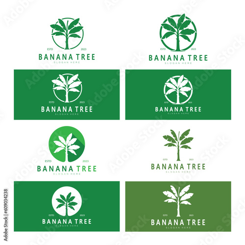 Simple Silhouette Banana Tree  Logo. Flat Design vector