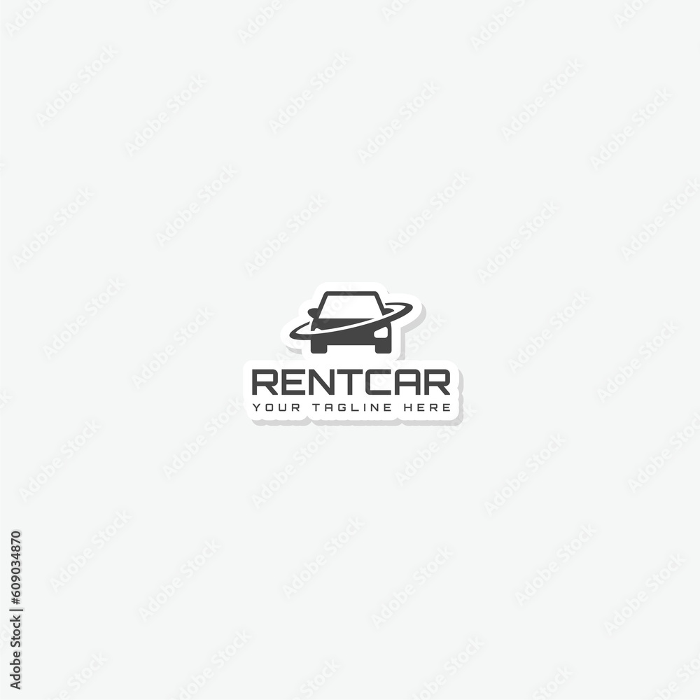 Rent-car logo template sticker isolated on white