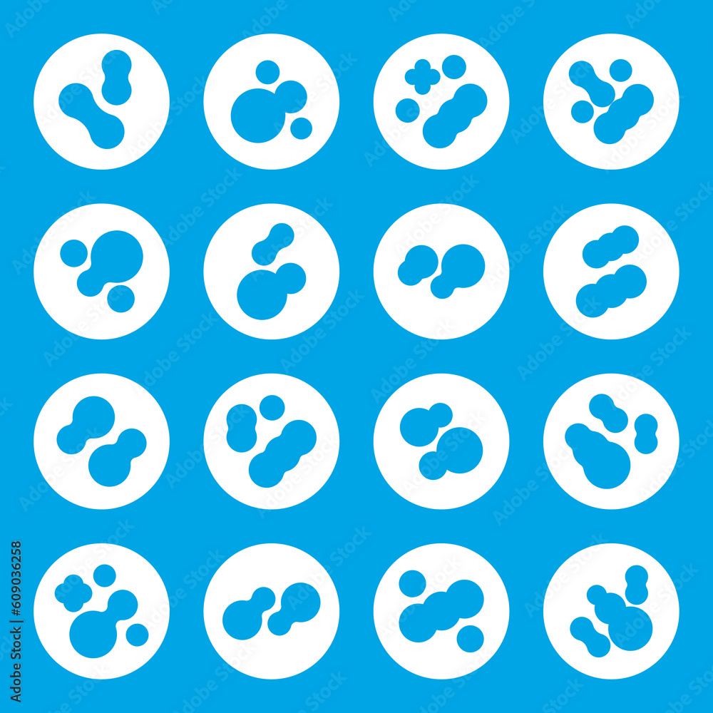 Prebiotic, microbe, lactobacillus shape big icon set Prebiotic, microbe, lactobacillus shape big icon set