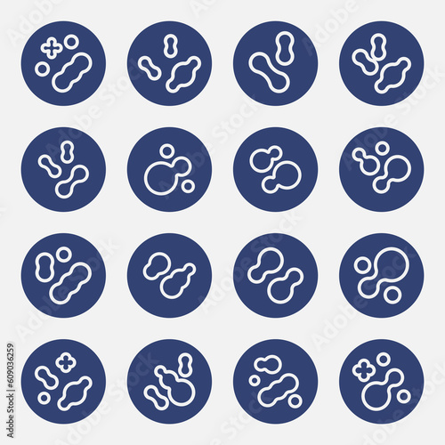 Prebiotic, microbe, lactobacillus shape big icon set