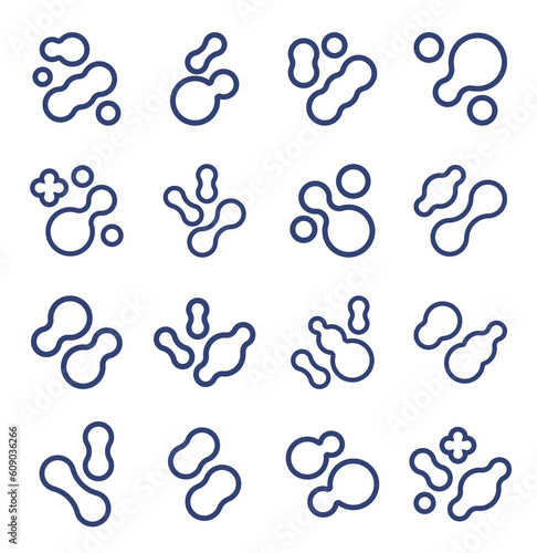 Prebiotic, microbe, lactobacillus shape big icon set