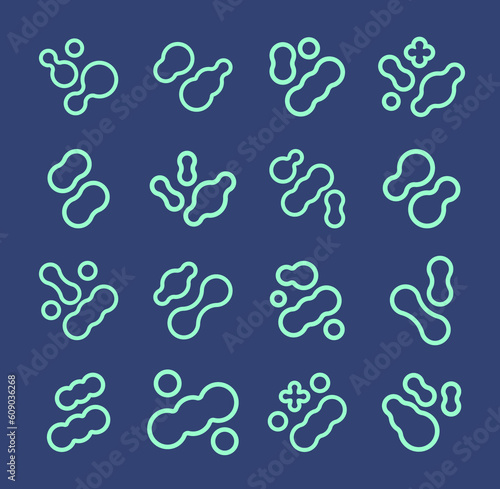 Prebiotic, microbe, lactobacillus shape big icon set