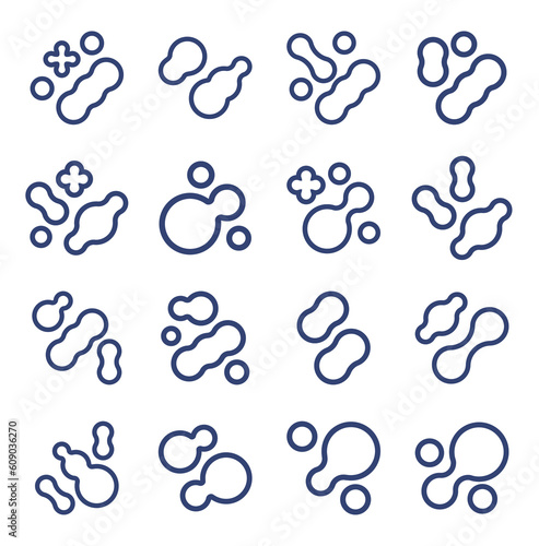 Prebiotic, microbe, lactobacillus shape big icon set