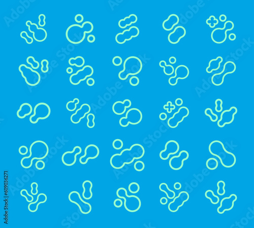 Prebiotic, microbe, lactobacillus shape big icon set