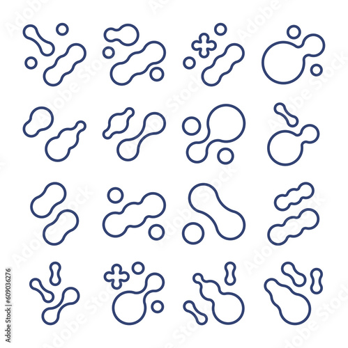 Prebiotic, microbe, lactobacillus shape big icon set