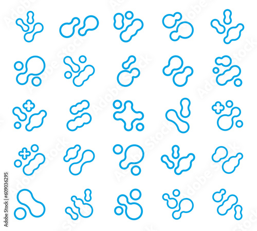 Prebiotic, microbe, lactobacillus shape big icon set