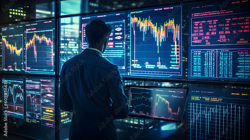 AI-powered software to analyze market trends and make predictions, using a close-up shot to highlight the details of the software's interface. Generative AI AI-powered software to analyze market trends and make predictions, using a close-up shot to highlight the details of the software's interface. Generative AI