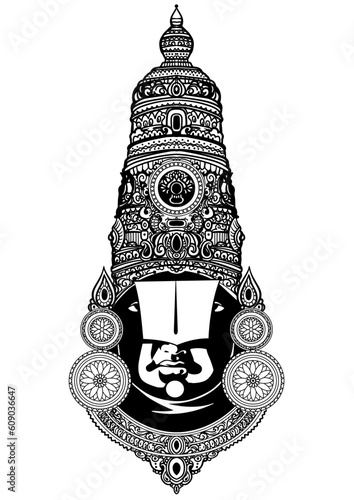 Hindu God Venkateshwara swami vector art