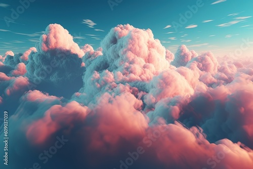 a sky that is blue and is filled with many pink clouds. Generative AI