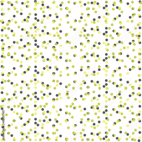 Many transparent yellow and black dots form a screentone.