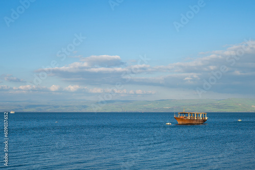 Fototapeta Boat on the sea of galilee, Lake Tiberias, Kinneret, in israel