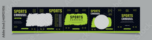 Social Media Carousel Post, Instagram Carousel Template, Sports carousel template for social media post.