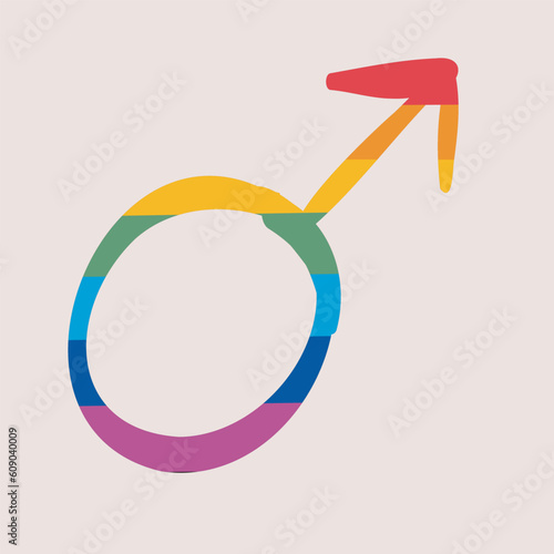 Sign of a man. Symbolism of the color of the rainbow. Vector illustration