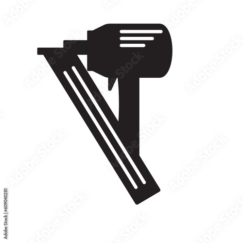 Brad nail gun silhouette icon. Clipart image isolated on white background