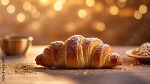 Golden croissant. Generative AI