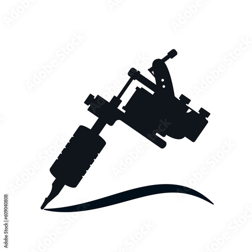 Tattoo gun machine silhouette icon. Clipart image isolated on white background