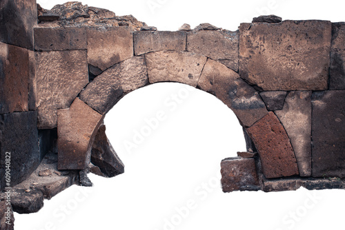 Ruins of an ancient Christian temple isolated PNG photo with transparent background.