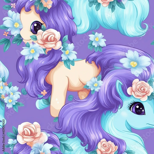 cute_pony_with_flower_on_purple_background