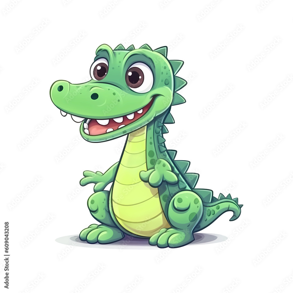 Naklejka premium Grinning Gator: Cute Alligator 2D Illustration