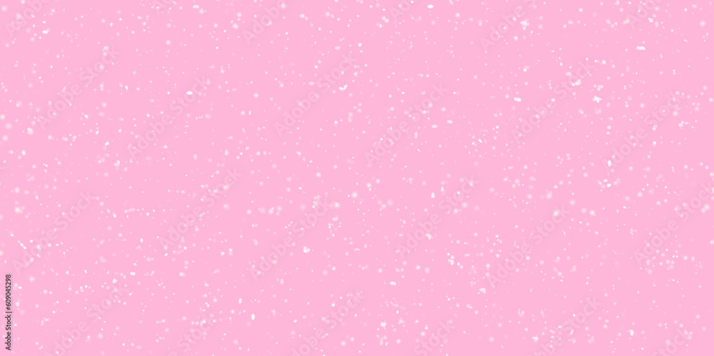 Falling snow background, pink sky