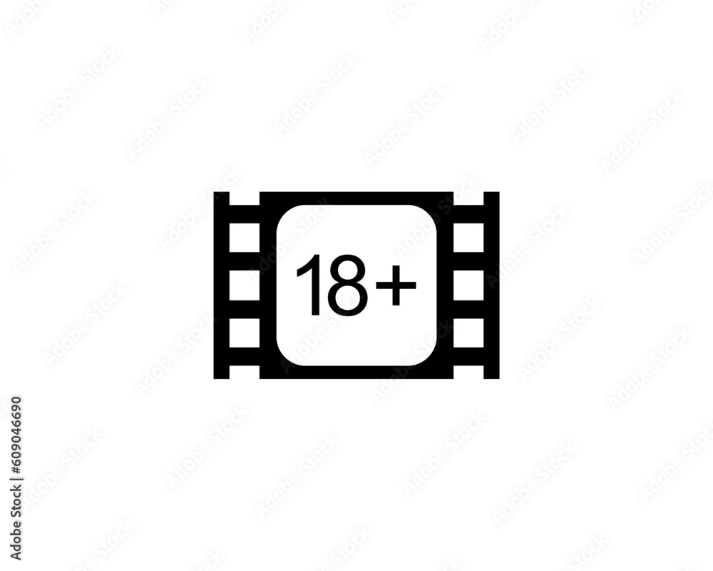 Sign of Adult Only for Eighteen Plus or 18+ and Twenty One Plus or 21+ Age in the Filmstrip. Age Rating Movie Icon Symbol for Movie Poster, Apps, Website or Graphic Design Element. Vector Illustration Sign of Adult Only for Eighteen Plus or 18+ and Twenty One Plus or 21+ Age in the Filmstrip. Age Rating Movie Icon Symbol for Movie Poster, Apps, Website or Graphic Design Element. Vector Illustration