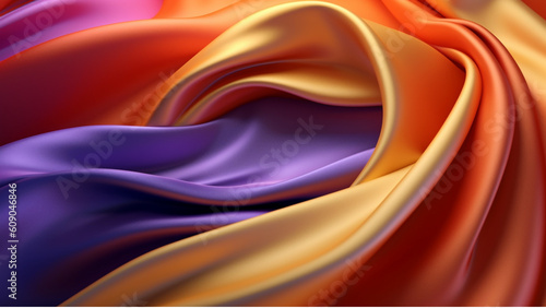 colorful silk background with curves, in the style of unreal engine 5, orange and bronze, indigo and amber, animated gifs, bold yet graceful, photobashing, eye-catching detail, Generate AI Art photo