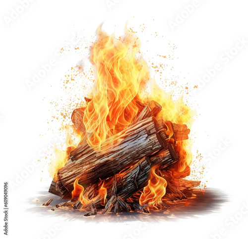 Fotografia a burning cozy bonfire campfire on transparent background