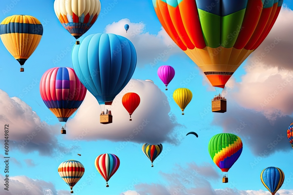 Fototapeta premium Multicolored Colorful Air Balloons Generative AI