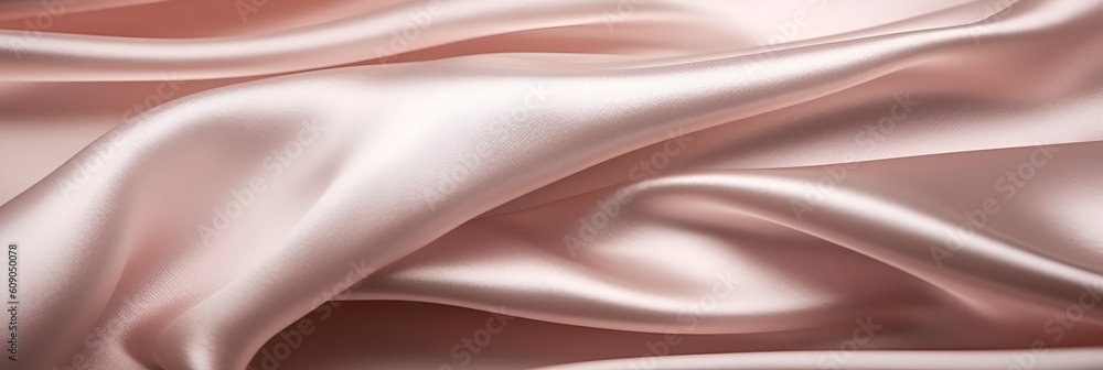 Fototapeta premium Fabric satin silk drapery. Texture of delicate pink silk as background. Generative Ai