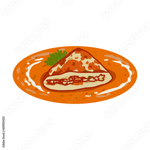 Paneer Pasanda Indian Food Illustration Flat Design Vector