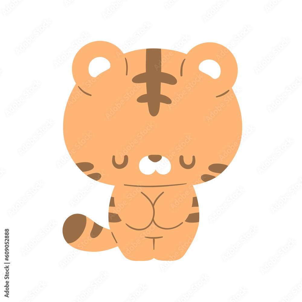 The Cartoon Orange Tiger: Bowing with Closed Eyes. The Cartoon Orange Tiger: Bowing with Closed Eyes.