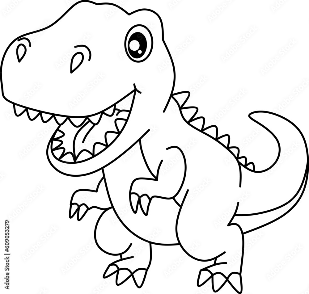 Dinosaur line art for coloring book page Stock Vector | Adobe Stock