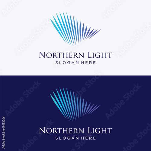 The northern lights wave logo design was inspired by the aurora borealis.