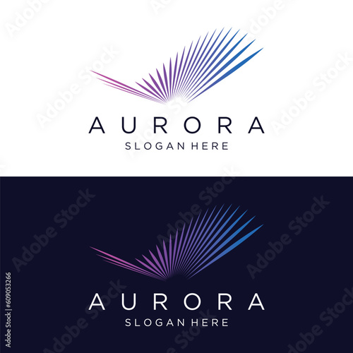 The northern lights wave logo design was inspired by the aurora borealis.