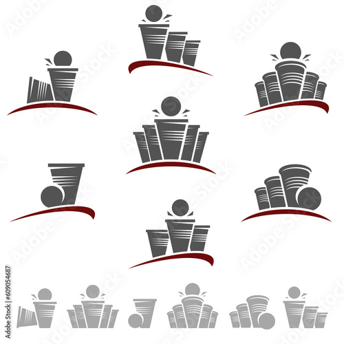 Beer pong elements set. Collection icon beer pong . Vector