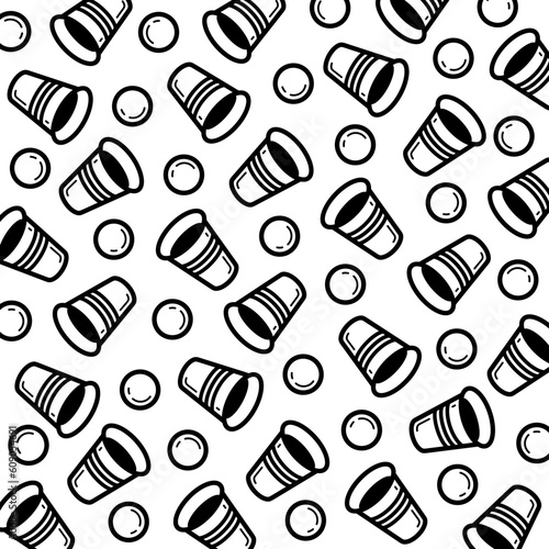 Beer pong pattern background set. Collection icon beer pong. Vector