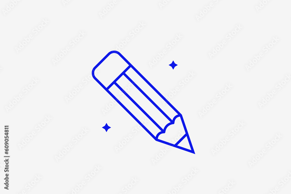 pencil illustration in flat style design, vector icon. pencil illustration in flat style design, vector icon.